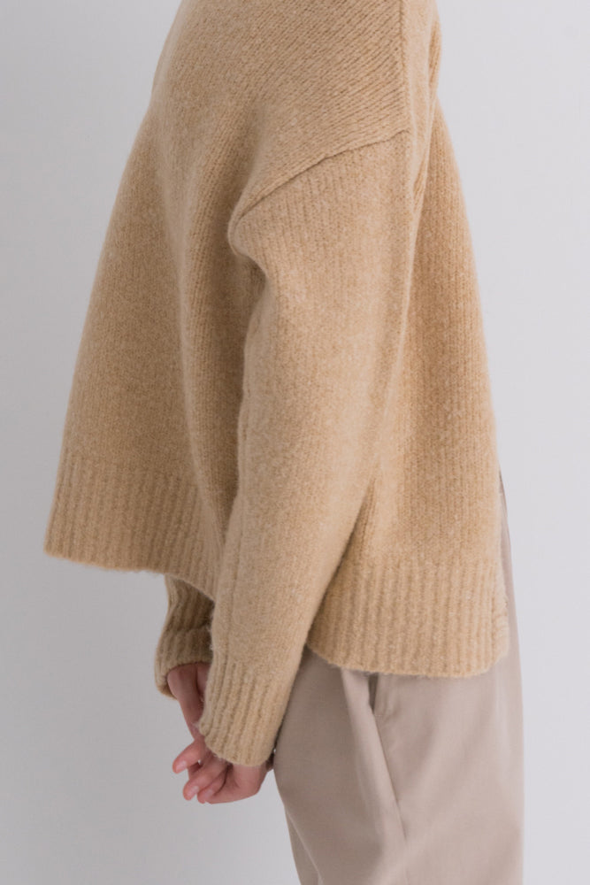 NOTA Yak Soft Cardigan Beige Modest Loose Women's Outerwear With Long Sleeves, Front Buttons in Wool and Yak