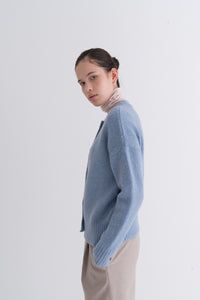 NOTA Yak Soft Cardigan Sky Blue Modest Loose-Fitted Long-Sleeved Ladies' Layering Jacket With Buttons