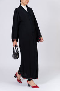 PETITE Plain Black Open Abaya