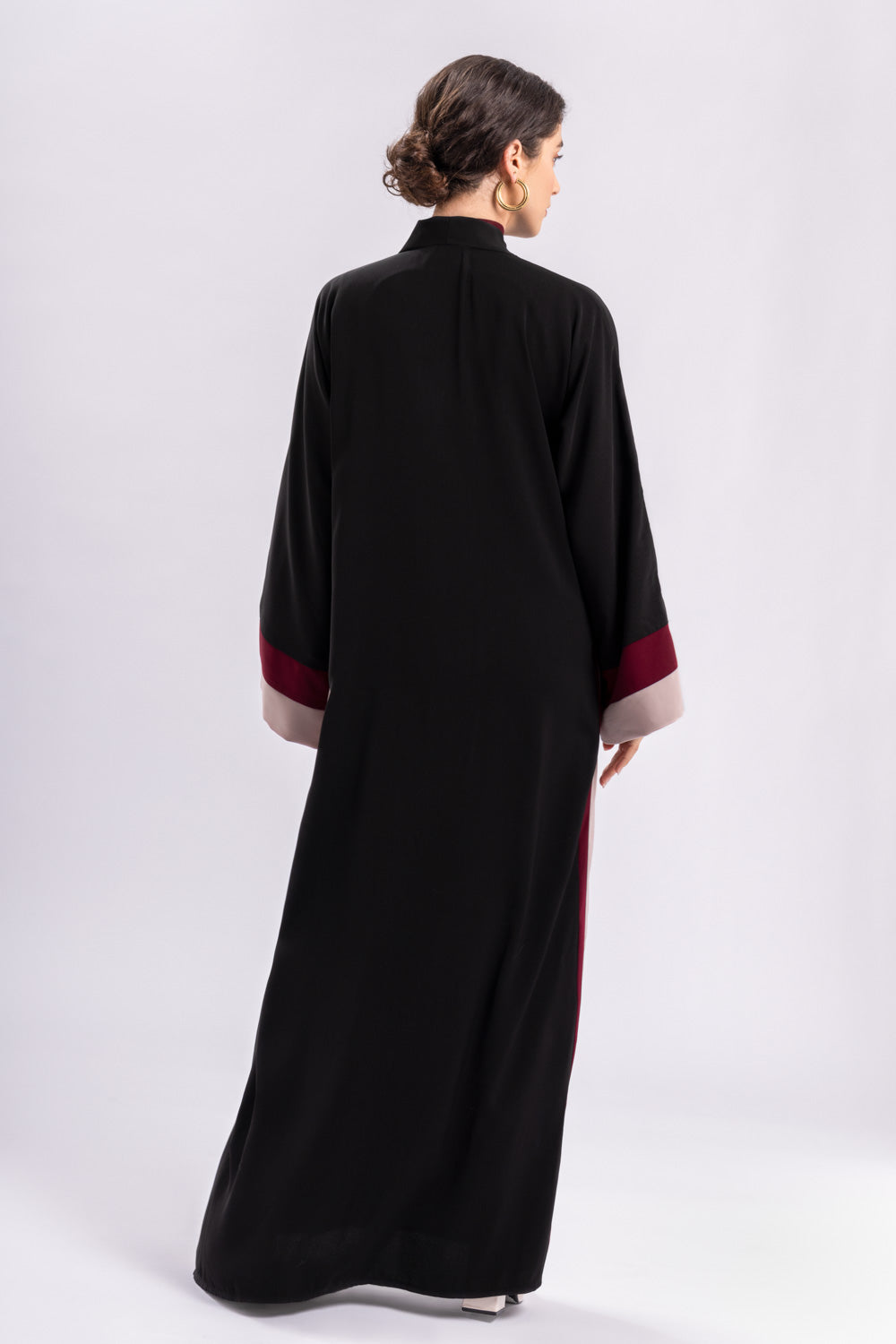Black Stripe Open Abaya