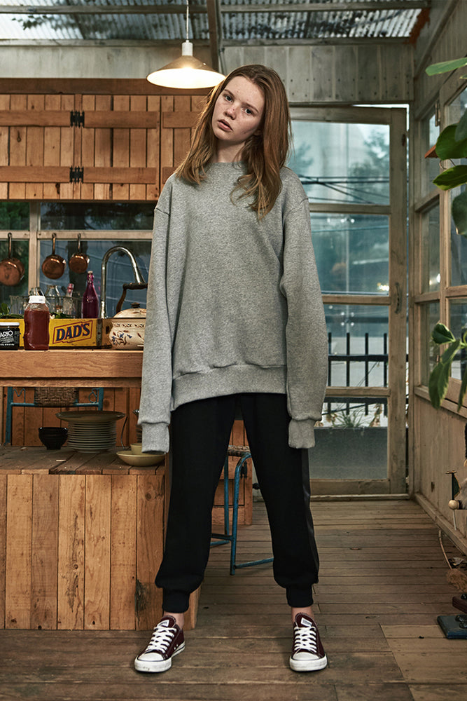 ESTERISK Grey Modest Loose Fitting Sweat Shirt in Cotton with Back Logo