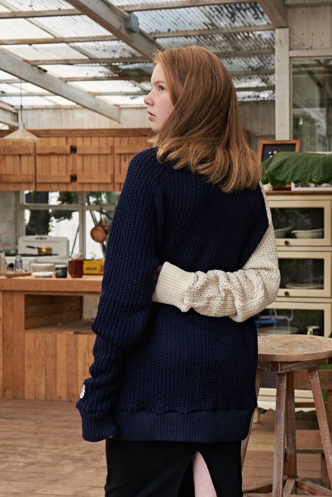 ESTERISK Navy Arthur Modest Long Sleeve Sweater in Acrylic with Full Length
