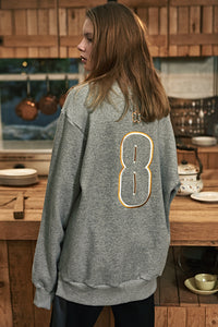 ESTERISK Grey Modest Loose Fitting Sweat Shirt in Cotton with Back Logo