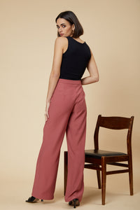 UNIQUE21 Blusher Wide Leg Tailored Trouser Modest Ankle-Length High-Waist Loose Pants For Women With Hidden Front Zipper
