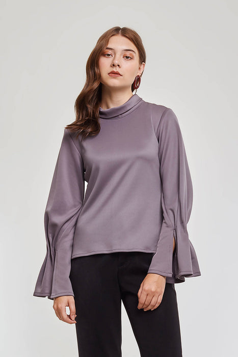 Domani Modest Long Sleeves with Frilled Cuffs in Loose Fit Ash in 100% Polyester