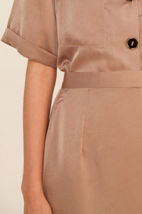 módni Camella Silk Skirt Modest Midi Skirt With Back Zipper in Polyester and Silk
