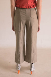 Belted Straight Pants in Brown
