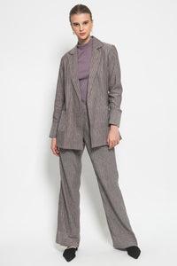 módni Calla Grey Stripe Pants | Modest Loose Women's Trousers in Cotton