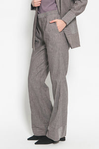módni Calla Grey Stripe Pants | Modest Loose Women's Trousers in Cotton