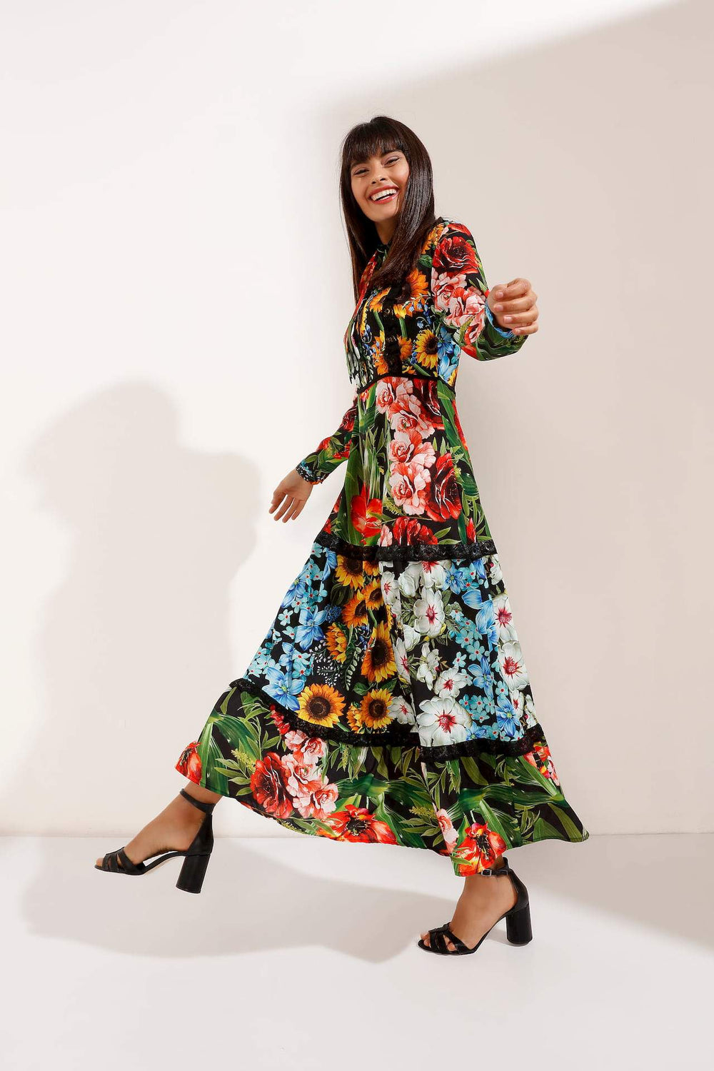 Modest Multi-Colour Floral Pattern Maxi Dress by STORE WF | INNERMOD Modest Multi-Colour Floral Pattern Maxi Dress by STORE WF | INNERMOD