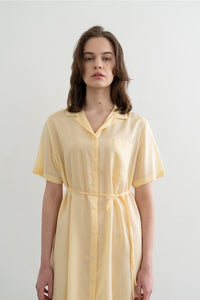 Sheer String Shirt Dress Yellow