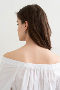 Simple Wrinkle Off Shoulder Top White