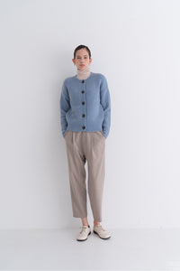 NOTA Yak Soft Cardigan Sky Blue Modest Loose-Fitted Long-Sleeved Ladies' Layering Jacket With Buttons