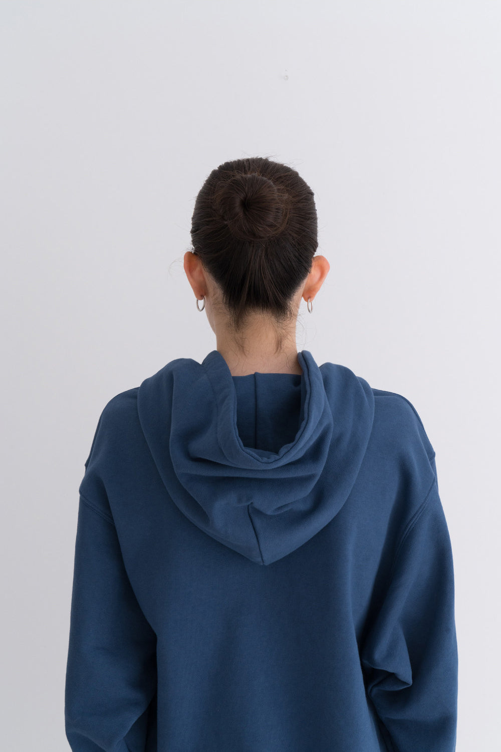 NOTA Signal String Hood Blue Modest Long-Sleeve Women's Sweater with Front Pockets, Hoodie, Loose Fit 100% Cotton