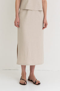 Linen A-line Skirt Beige
