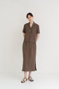 Linen A-line Skirt Brown