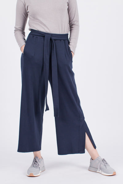 Modest Sybil Side Slith Pants In Navy by MUZCA | INNERMOD